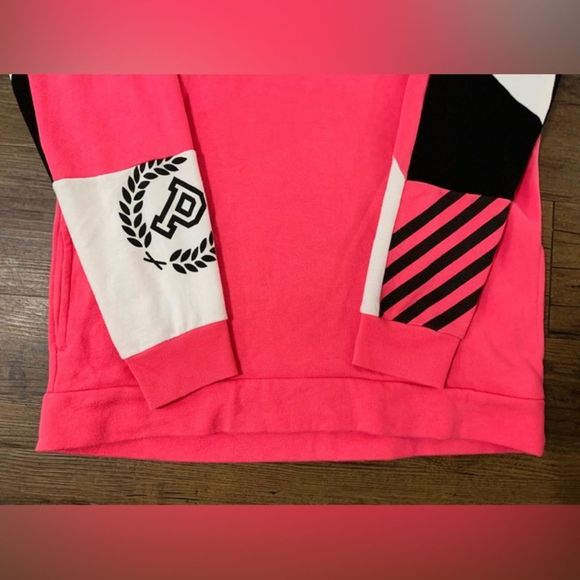 PINK VS COLORBLOCK NEON CAMPUS CROSSOVER HOODIE / BLING LEGGINGS OUTFIT S - Picture 6 of 13